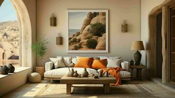 Beautiful Old Room in Mediterranean style with textured walls and warm color tones  Ai Generative photo