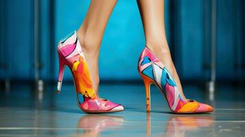 AI generated Woman wearing modern and fashionable trendy long heels photo