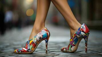 AI generated Woman wearing modern and fashionable trendy long heels photo