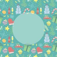 Seamless christmas frame. New year background. Doodle illustration with christmas and new year icons vector