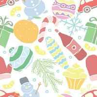 Seamless christmas pattern. New year background. Doodle illustration with christmas and new year icons vector