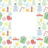 Seamless christmas frame. New year background. Doodle illustration with christmas and new year icons vector