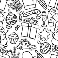 Seamless christmas pattern. New year background. Doodle illustration with christmas and new year icons vector