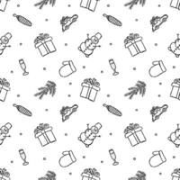 Seamless christmas pattern. New year background. Doodle illustration with christmas and new year icons vector