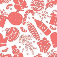 Seamless christmas pattern. New year background. Doodle illustration with christmas and new year icons vector