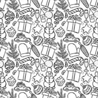 Seamless christmas pattern. New year background. Doodle illustration with christmas and new year icons vector