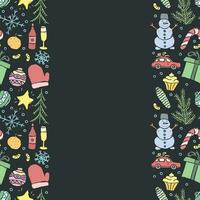 Seamless christmas frame. New year background. Doodle illustration with christmas and new year icons vector