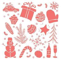 christmas background. Doodle illustration with christmas and new year icons vector