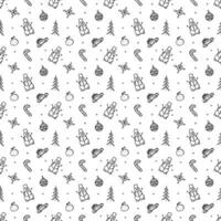 Seamless christmas pattern. New year background. Doodle illustration with christmas and new year icons vector
