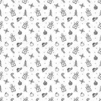 Seamless christmas pattern. New year background. Doodle illustration with christmas and new year icons vector