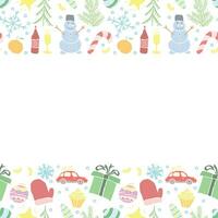 Seamless christmas frame. New year background. Doodle illustration with christmas and new year icons vector