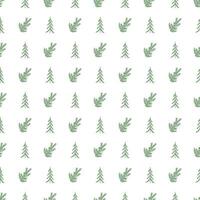 Seamless christmas tree pattern. New year background. Doodle illustration with christmas tree vector