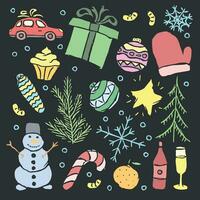 christmas background. Doodle illustration with christmas and new year icons vector