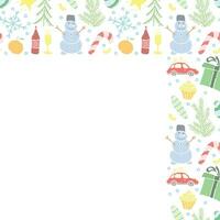 Seamless christmas frame. New year background. Doodle illustration with christmas and new year icons vector