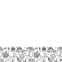 New year background. Doodle illustration with christmas and new year icons vector