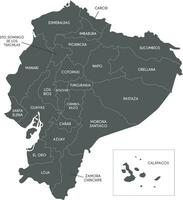 Vector map of Ecuador with provinces and administrative divisions. Editable and clearly labeled layers.