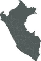 Vector blank map of Peru with departments, provinces and administrative divisions. Editable and clearly labeled layers.