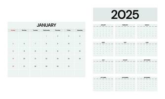 Calendar 2025 design template. vector