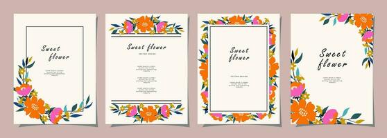 Floral template set for poster, card, cover, label, banner, invitation in beautiful luxury botanical style and Elegant garden vector design templates with flowers and plants.