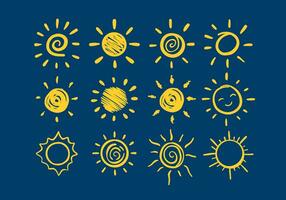 doodle sun and sunrise icon illustration hand drawn for children design style vector element collection photo