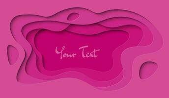 Pink Abstract Background. 3D Paper Cut Out realistic horizontal banner. Valentine's Day greeting Card vector