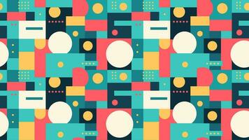 Abstract Geometric Seamless Pattern with Simple Minimalistic Shapes. Vector Background with Circles and Rectangles