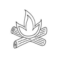 Hand drawn campfire editable doodle illustration. Bonfire simple drawing. Camping and hiking icon vector