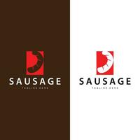 Sausage Logo, Simple barbeque sausage grilled meat design for restaurant business, vector illustration