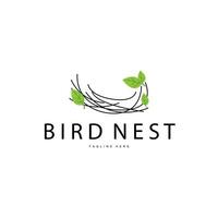 Bird's Nest Logo, Simple Bird House Illustration Templet Design Vector