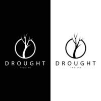 Drought Logo, Dry Tree Logo Design with Simple, Minimalist and Modern Vector Line Style