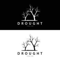 Drought Logo, Dry Tree Logo Design with Simple, Minimalist and Modern Vector Line Style