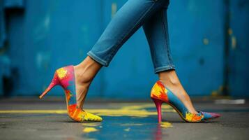 AI generated Woman wearing modern and fashionable trendy long heels photo