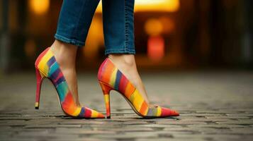 AI generated Woman wearing modern and fashionable trendy long heels photo
