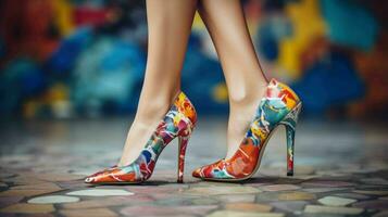 AI generated Woman wearing modern and fashionable trendy long heels photo