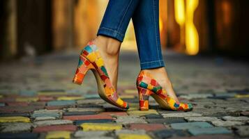 AI generated Woman wearing modern and fashionable trendy long heels photo