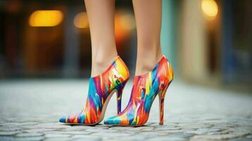 AI generated Woman wearing modern and fashionable trendy long heels photo