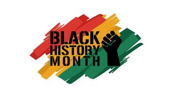 Black History Month Banner With Brush Stroke Stencil Typography And Fist Illustration vector