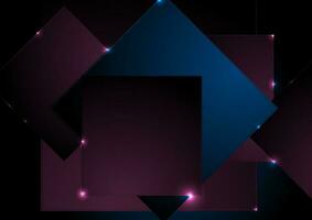 Abstract blue purple glowing shiny squares minimal background vector