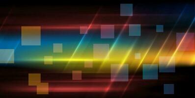 Colorful glowing geometric art background with squares vector