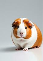 Guinea cerdo aislado en un blanco antecedentes. ai generado foto