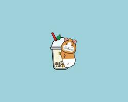 Pig Guinea Cute drink Bubble Tea vector