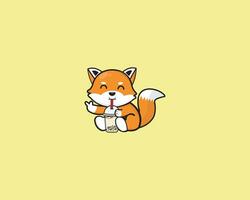 Fox Cute Drink Bubble Tea vector