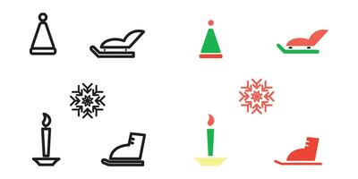 Christmas icons. Set of abstract christmas icons. Christmas decorations in flat linear design vector