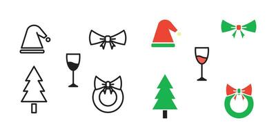 Christmas icons. Set of abstract christmas icons. Christmas decorations in flat linear design vector