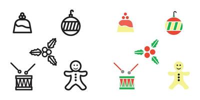 Navidad iconos conjunto de resumen Navidad iconos Navidad decoraciones en plano lineal diseño vector
