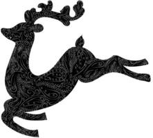 Christmas. Leaping deer with patterns. Lineart with thin lines. Vector. vector