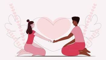 Couple in love touching each other vector