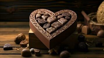 ai generado san valentin día antecedentes fondo de pantalla, chocolate amar, corazones, romántico rosas, generativo ai foto