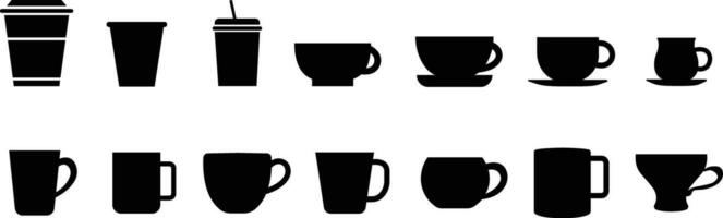 café y té relacionado taza icono en plano conjunto aislado en transparente antecedentes colección caliente cafeína bebida café papel el plastico envase frío beber, jugo, té, cacao y otro vector aplicaciones sitio web