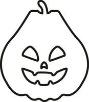 Funny Halloween pumpkin face icon line style Scary face isolated transparent background Jack lantern pumpkin smiling Template for Halloween greeting card poster brochure or flyer. Vector apps website